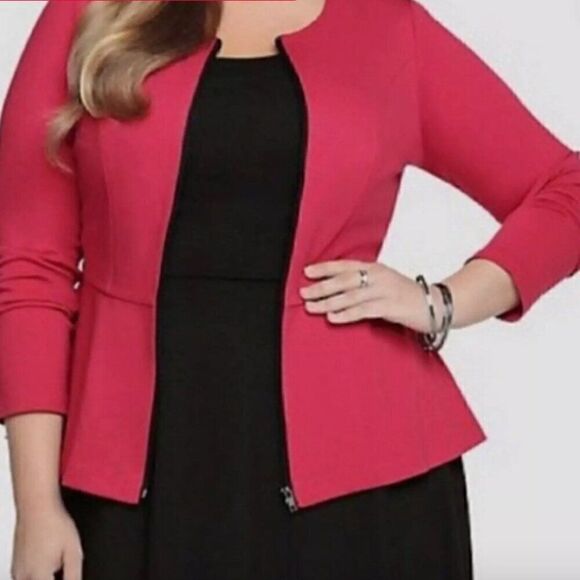 Torrid red full zip front peplum blazer jacket 2 - Picture 1 of 9